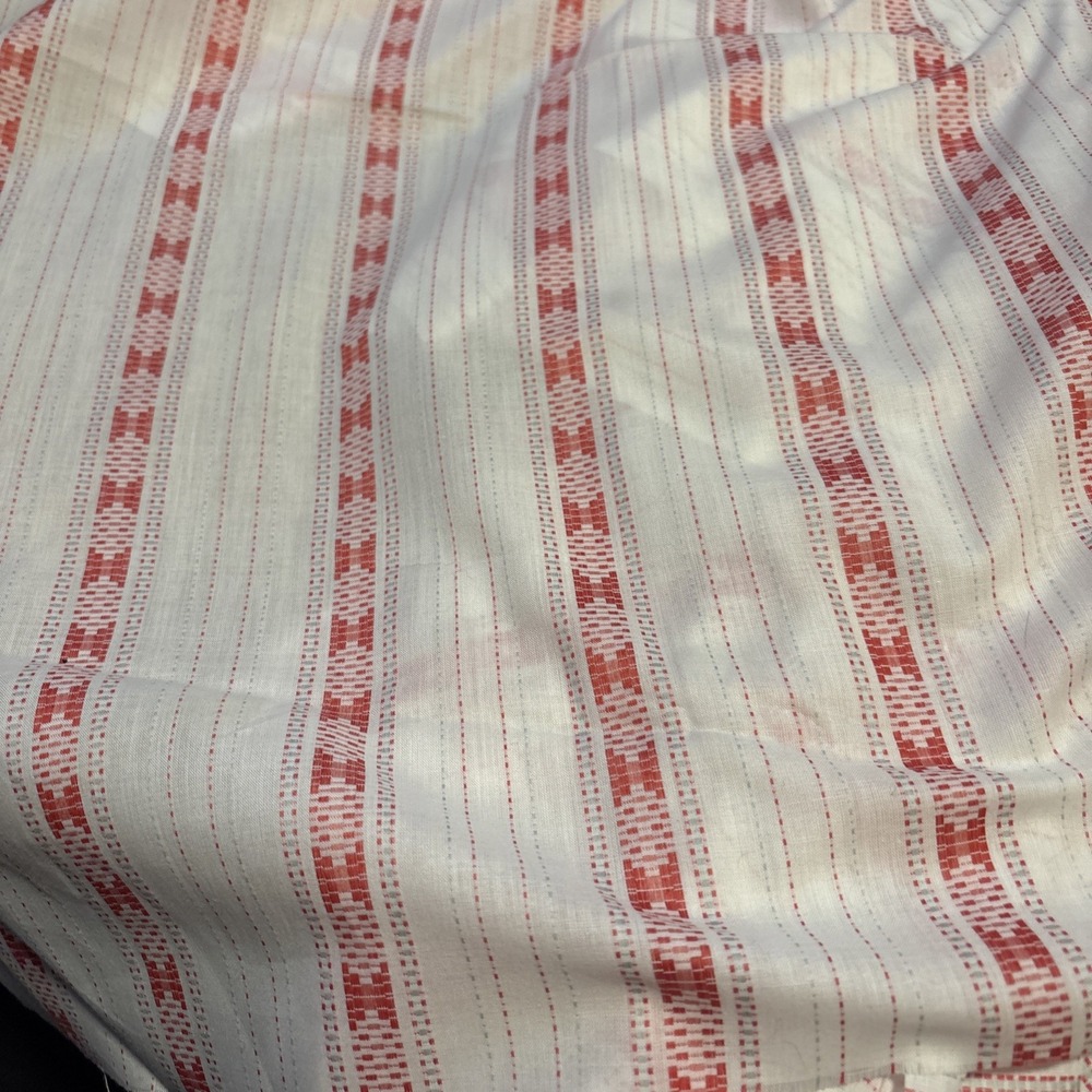 Vintage Red and White Stripe Fabric 5.5 Yards 70s Quilting Damask Retro
